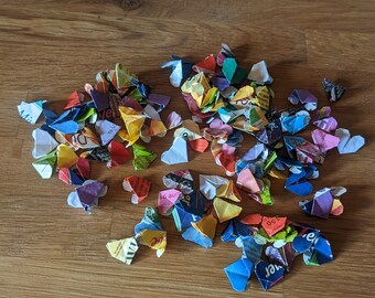 100 Origami Herzen aus recyceltem Papier, cuori di carta