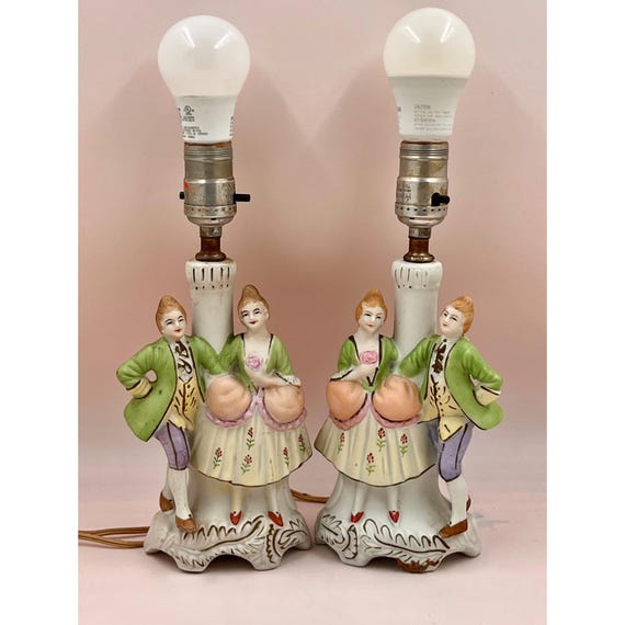 Vintage 1950's Occupy Japan Colonial Lamps - Man & Woman - Very