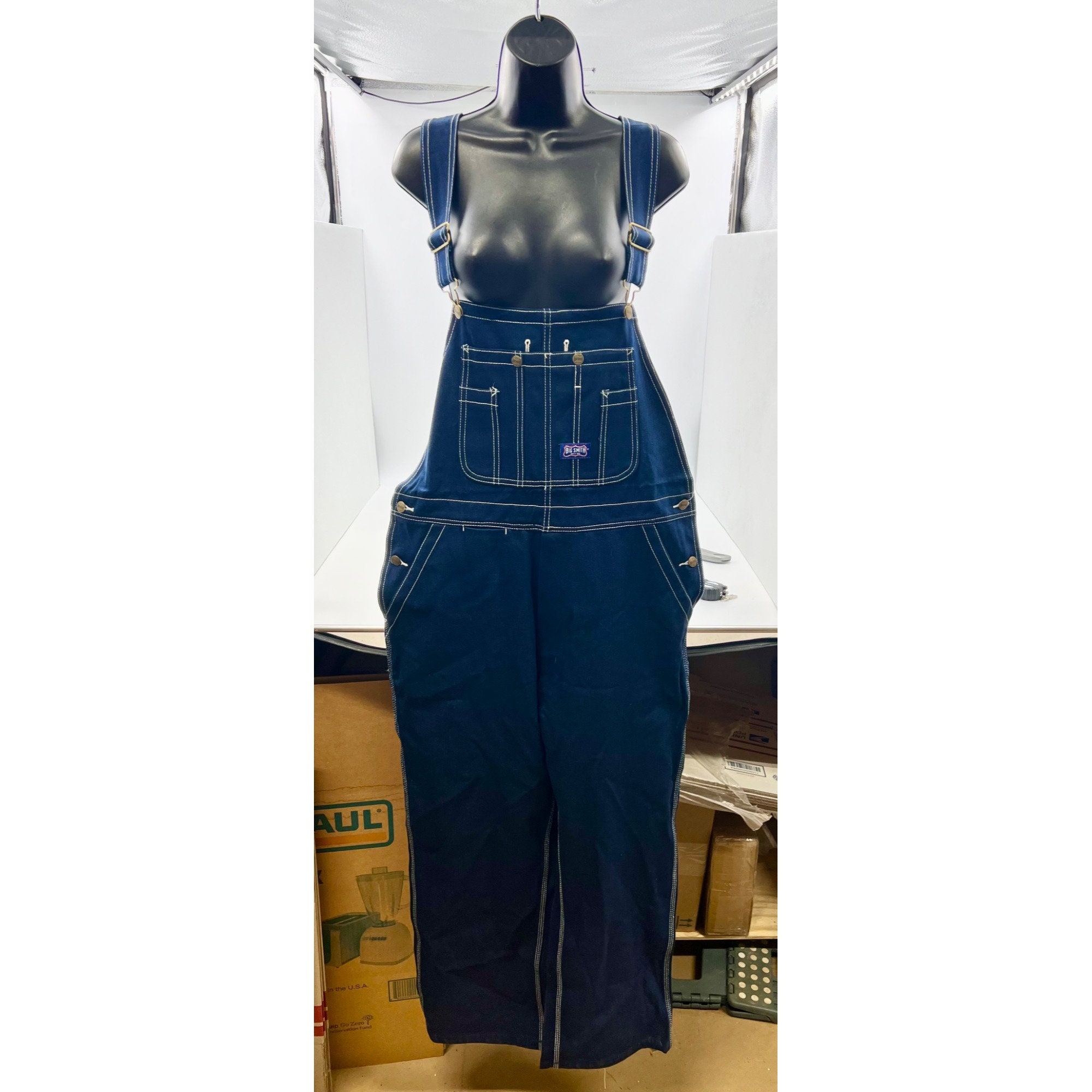 NEW Big Smith Bib Overalls Blue Jean Denim Carpenter Mens Size