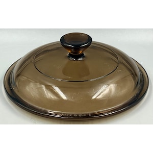 Vintage Pyrex V-1-C Amber Glass Saucepan Lid #10 - Excellent Condition!