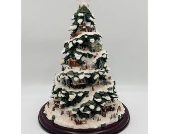 Vintage Thomas Kinkade "Village Christmas" Illuminated Resin Christmas Tree