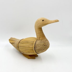 VTG Hand Carved Handmade Wooden Duck - Folk Art Sculpture