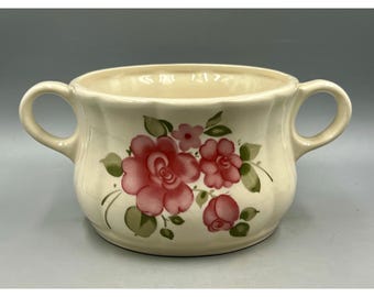 Tazón de sopa de repuesto con asas "Roseland" de Gibson Housewares, de época, con diseño floral