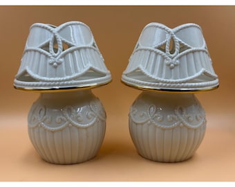 Vintage Great Giftables Component of Carved Tea Light Lamps - Set of 2 - Taiwan