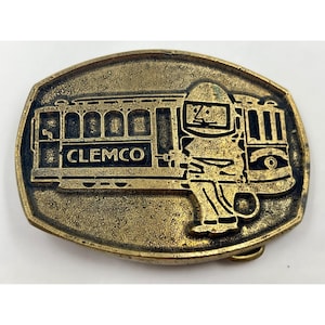Vintage Clemco Industries Solid Brass Belt Buckle - by Dynabuckle-Provo, Utah