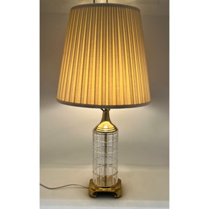 Vintage Signed Dresden Cut Crystal & Brass 3 Way Table Lamp 30" Tall - TESTED