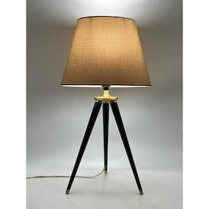 VTG Classic Black & Gold Surveyor/Nautical Style Tripod Lamp w-Burlap Look Shade 24&quot; Tall - 10x10x10 at Base