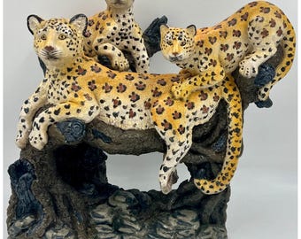 Ronzan Porcelain Cheetah Cubs - Italian Mid Century Modern