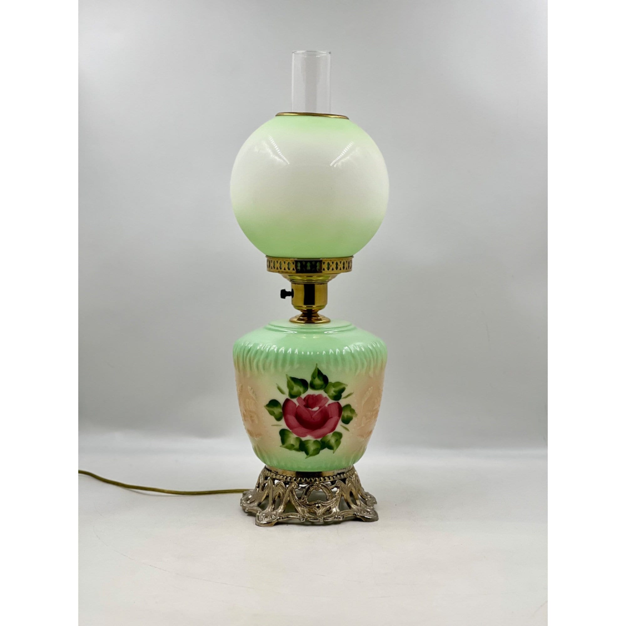 23 Rare Vintage Gone W the Wind GWTW Parlor Lamp Green W Roses