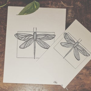 Dot Work Dragonfly Print Wall Art (8.5x11)