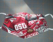 Ohio State Themed Handmade Cotton Face Cover Face Mask MEDIUM Adult Reversible washable