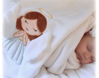 Guardian Angel Baby Blanket: Plush Christening, Baptism, Birth Gift with Poem Card