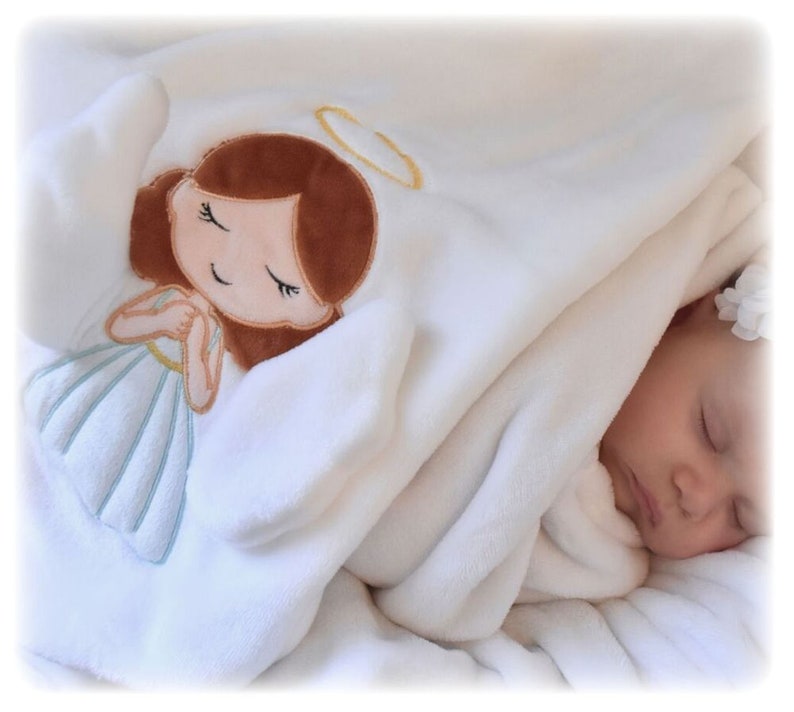 Guardian Angel Baby Blanket: Plush Christening, Baptism, Birth Gift with Poem Card immagine 1