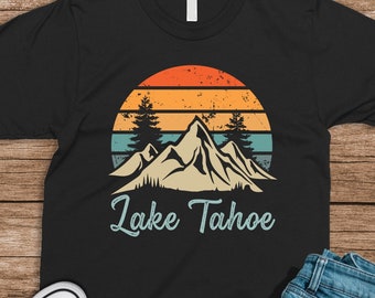 Lake Tahoe California Retro Vintage Mountain Sunset Outdoors Wilderness T-Shirt