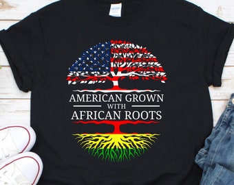 American Grown With African Roots USA Flag Vintage Heritage