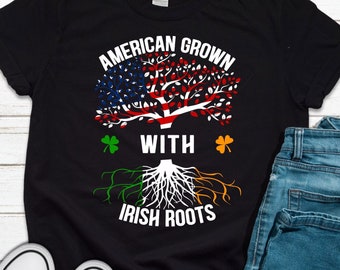 American Grown With Irish Roots USA Flag Vintage Heritage