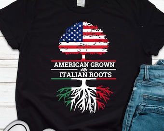 American Grown With Italian Roots USA Flag Vintage Heritage