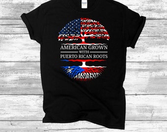 American Grown With Puerto Rican Roots USA Flag Vintage Heritage
