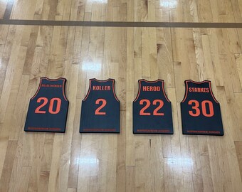 Personalized Engraved Wooden Basketball Jersey - Perfect Senior Night Gift.  Perfect player gift.  For coaches or players.  Players can sign