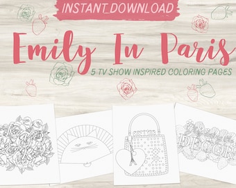 Emily In Paris Inspired Coloring Pages | TV Show Coloring Page | Adult Coloring Page | Instant Download PDF | Bundle
