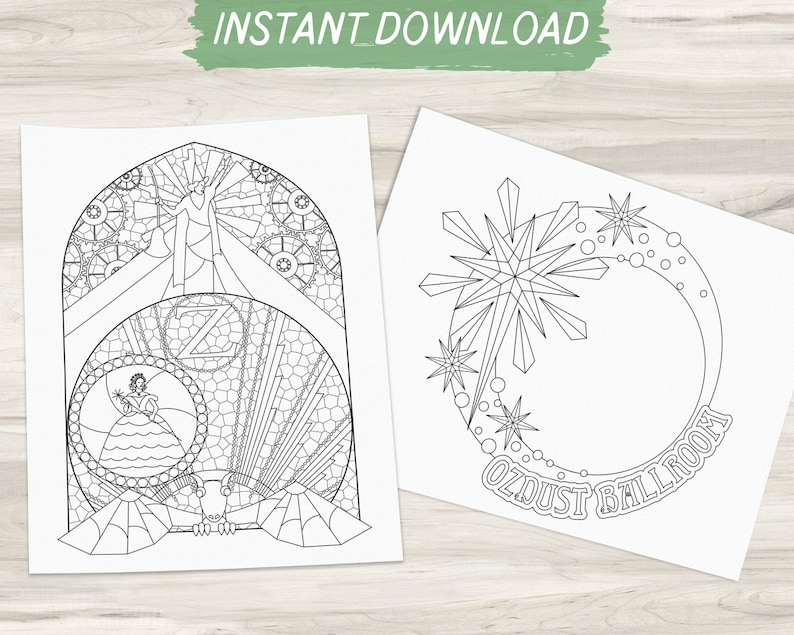 Wicked Inspired Coloring Page Bundle | Broadway Coloring Page | Instant