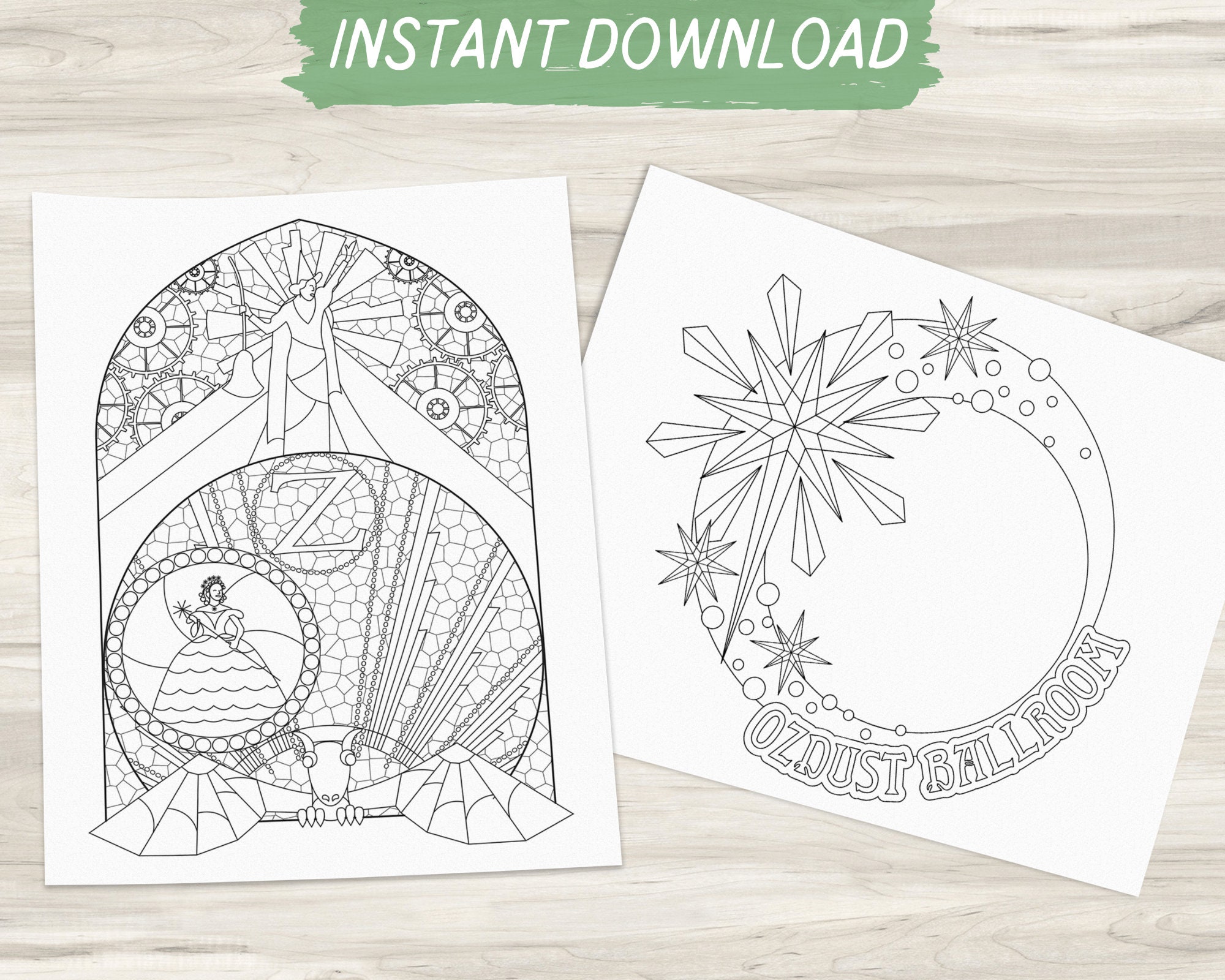 Wicked Inspired Coloring Page Bundle Broadway Coloring Page Instant