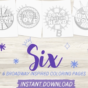 Six The Musical Inspired Coloring Pages | Broadway Coloring Page | Adult Coloring Page | Instant Download PDF