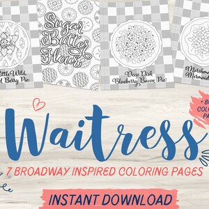 Waitress Inspired Coloring Pages | Broadway Coloring Page | Adult Coloring Page | Instant Download PDF