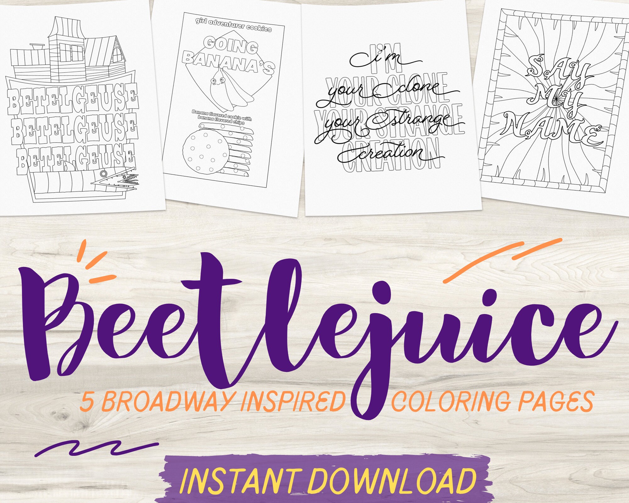 Beetlejuice Broadway Inspired Coloring Pages Betelgeuse | Etsy