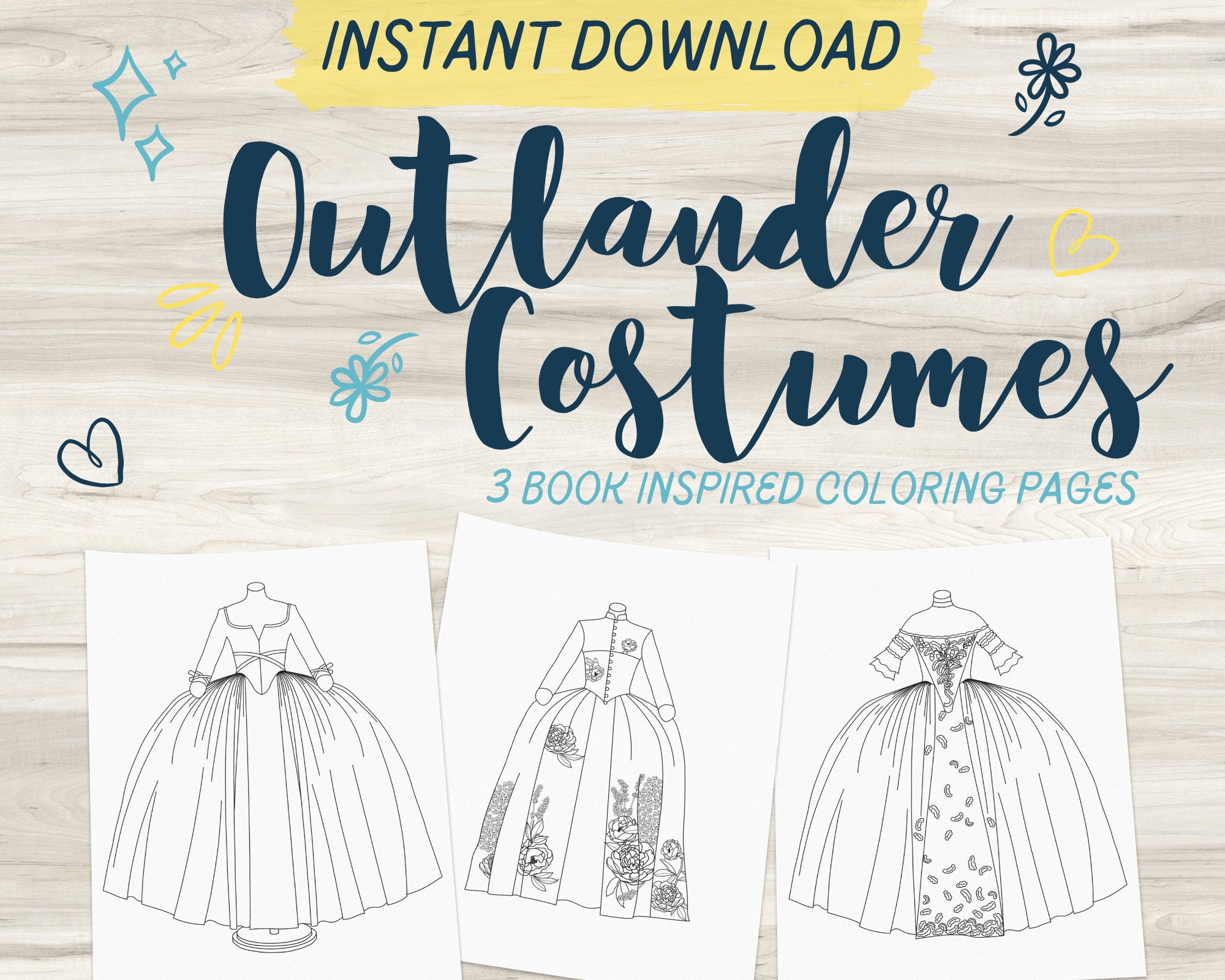 Download Outlander Claire Fraser Dress Inspired Coloring Pages Book Etsy