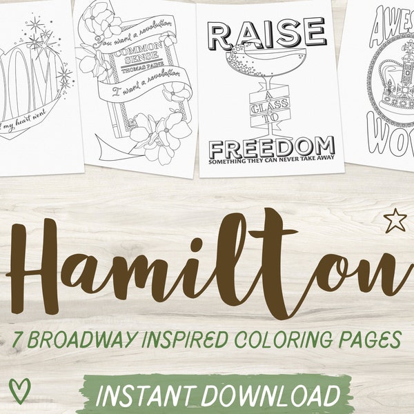 Hamilton Inspired Coloring Pages | Broadway Coloring Page | Adult Coloring Page | Instant Download PDF