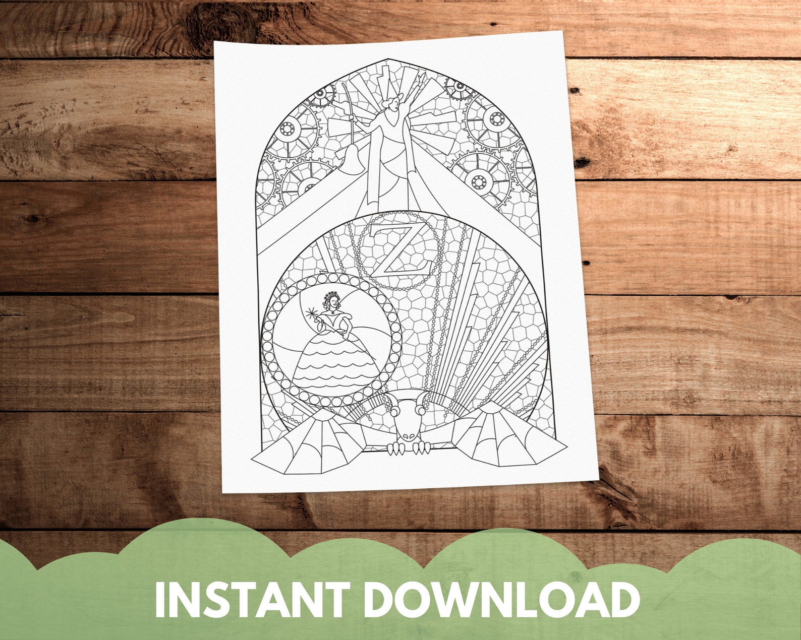 Wicked Inspired Coloring Page | Broadway Coloring Page | Adult Coloring