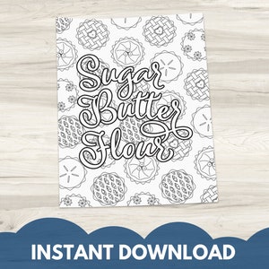 Waitress Inspired Coloring Page | Broadway Coloring Page | Adult Coloring Page | Instant Download PDF | Sugar Butter Flour