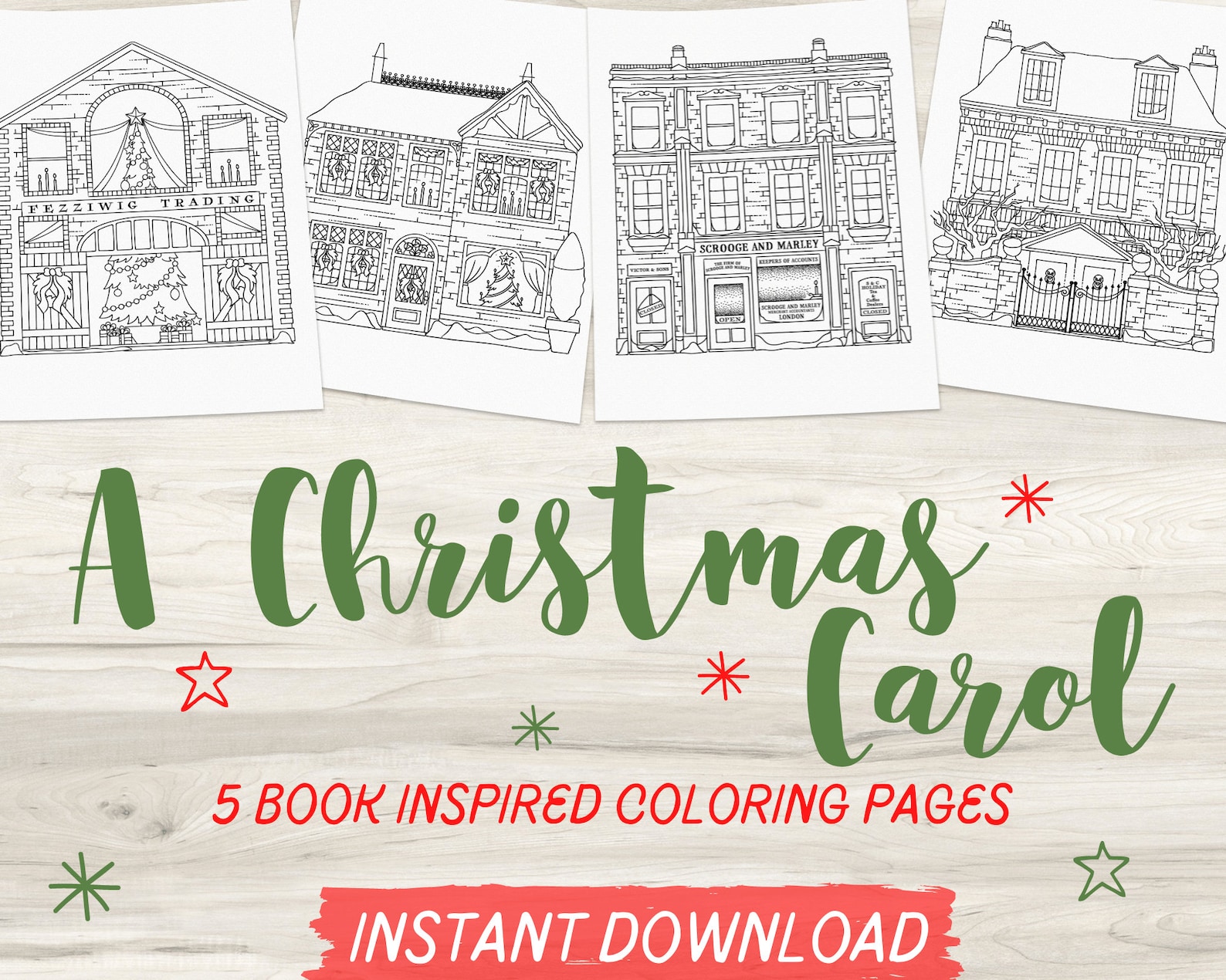 A Christmas Carol Inspired Coloring Page | Bookcoloring Page | Adult Coloring Page | Instant ...