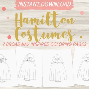 Hamilton Costume Inspired Coloring Pages | Broadway Coloring Page | Adult Coloring Page | Instant Download PDF | Schuyler Sisters
