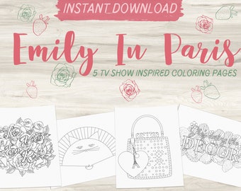 Emily In Paris Inspired Coloring Pages | TV Show Coloring Page | Adult Coloring Page | Instant Download PDF | Bundle