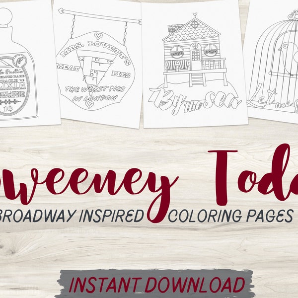 Sweeney Todd Inspired Coloring Page | Broadway Coloring Page | Adult Coloring Page | Instant Download PDF | Coloring Page Bundle