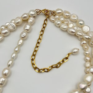Collar de perlas de agua dulce, collar multicapa con perlas barrocas, regalo de novia imagen 6