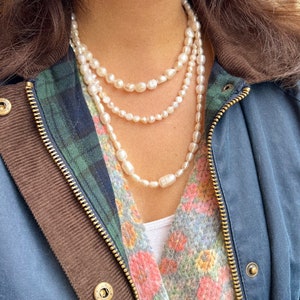 Collar de perlas de agua dulce, collar multicapa con perlas barrocas, regalo de novia imagen 5