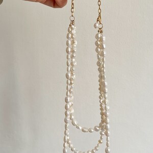 Freshwater pearl necklace, multilayered necklace with baroque pearls, girlfriend gift zdjęcie 4