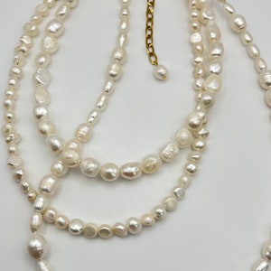 Freshwater pearl necklace, multilayered necklace with baroque pearls, girlfriend gift zdjęcie 7