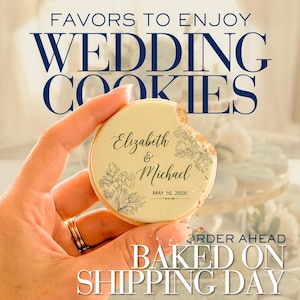 One Dozen Custom Minimalist Wedding Cookies, Rehearsal Dinner Treats, Personalized Shortbread Cookies for Guests, Elegant Bridal Favor Gift