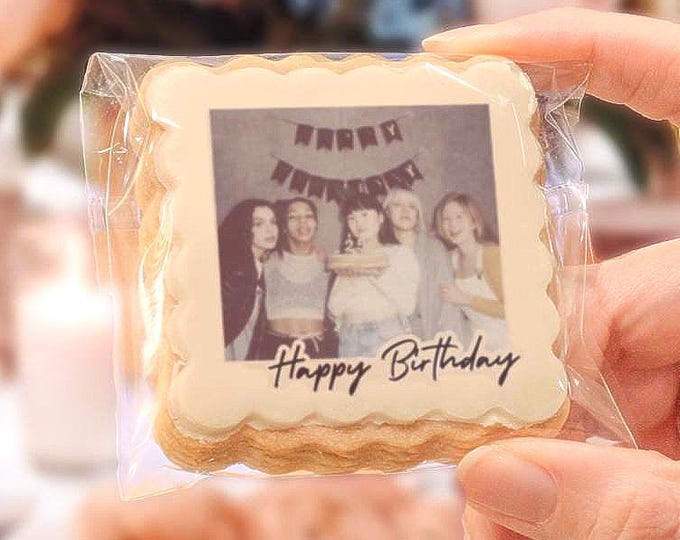 Personalized Gift Photo Cookies Birthday Gift Box, Thinking of You Sweet Treats ONE DOZEN Custom Cookies