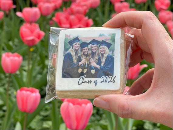 Graduation Cookies Personalized with Photo, Class of 2026 Dessert Favors, One Dozen