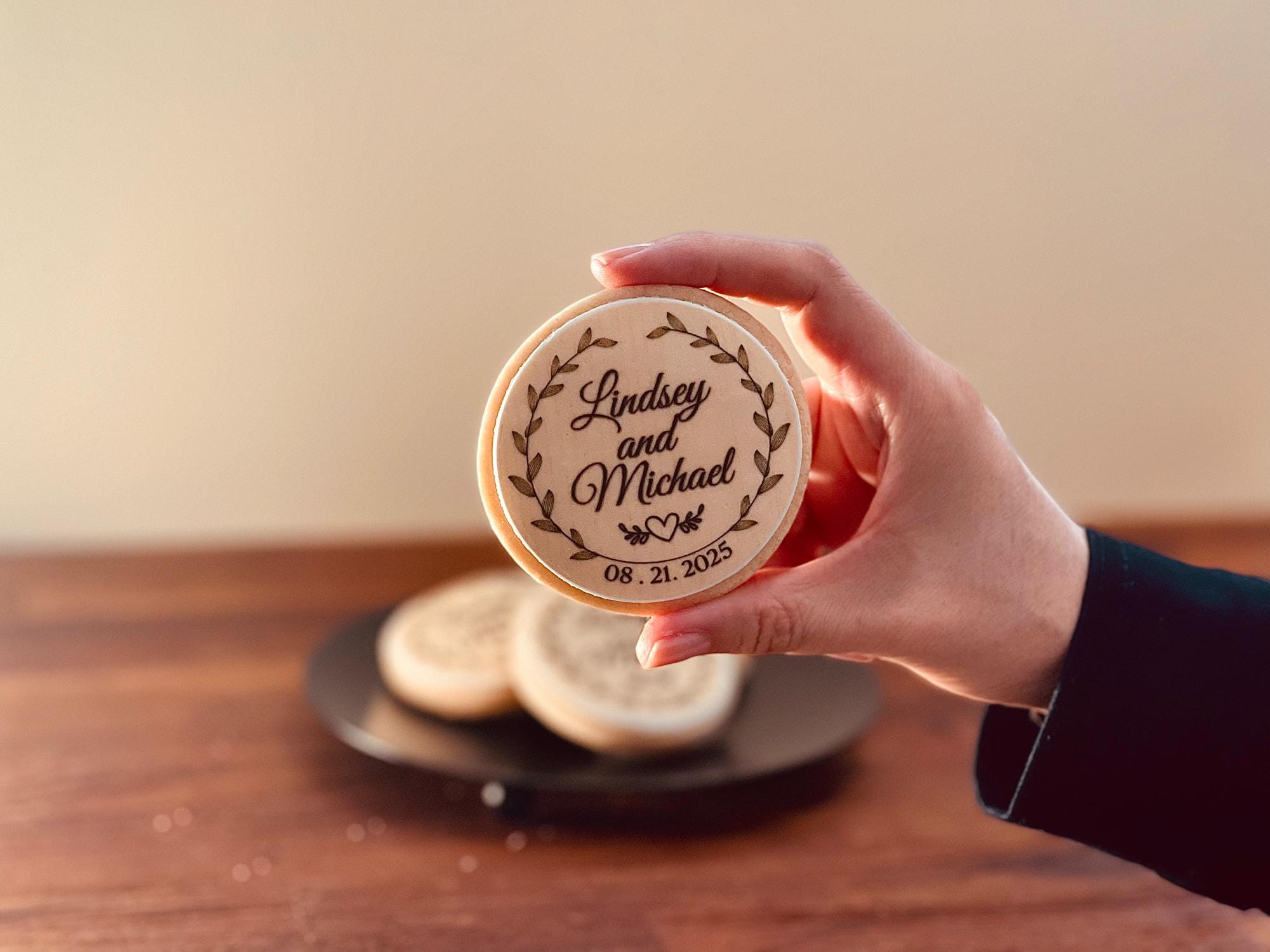 Rustic Wedding Cookies: Personalized Shortbread Favors, Custom Engraved ...