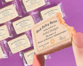 Custom Graduation Diploma Shortbread Cookies 24 Pieces Individually Wrapped Personalized Treats for Graduation Party Favors