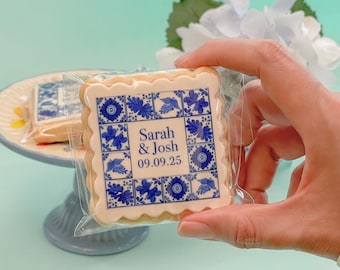 Mediterranean art Wedding Cookies: ONE DOZEN Custom Bridal Shower Favors