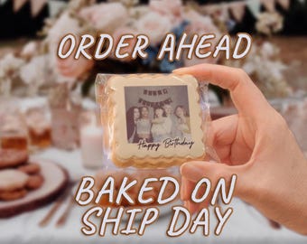 Personalized Gift Photo Cookies Birthday Gift Box, Thinking of You Sweet Treats ONE DOZEN Custom Cookies