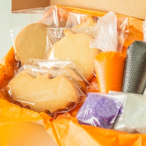 DIY Halloween Cookie Decorating Kit: Pumpkin, Skull & Bat Cookies