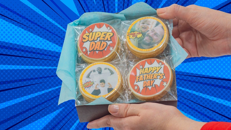 Super dad cookie gift Super dad cookies for Fathers Day Cookie gifts for dad Fathers Day Cookies Custom Cookies for Fathers Day image 9